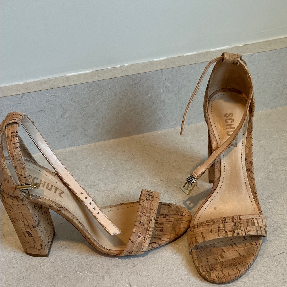 Schutz Tan Cork Women's Heels